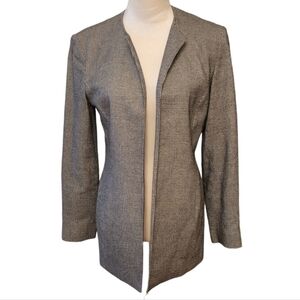 Talbots Black & White Wool Blend Open Blazer‎ Jacket Size 4
